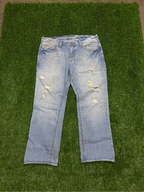 Arizona Jean Company Men's Relaxed Distressed Light Blue Jeans